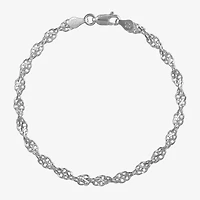 Made in Italy Womens Sterling Silver 7.5 Inch Solid Link Chain Bracelet