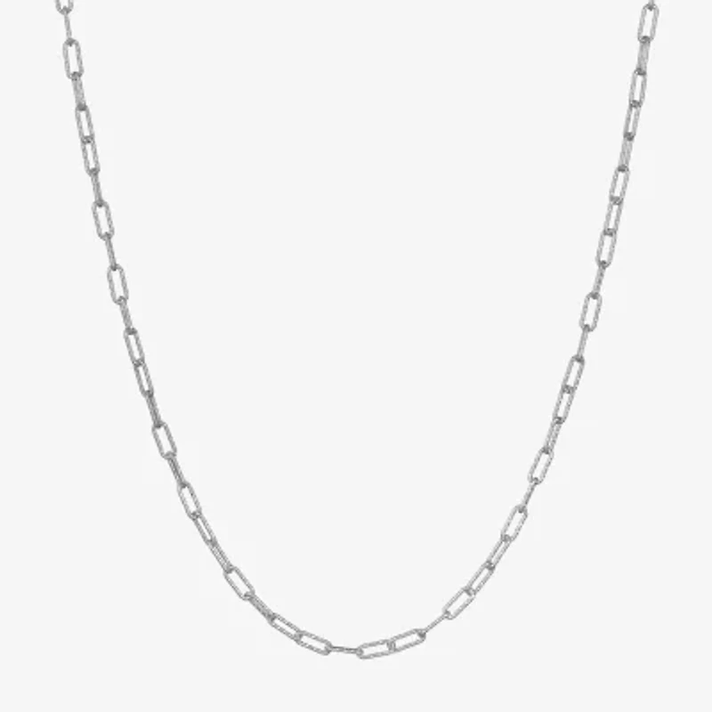 Made in Italy Womens Sterling Silver 22 Inch Paperclip Chain Necklace