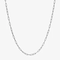 Made in Italy Womens Sterling Silver 22 Inch Paperclip Chain Necklace