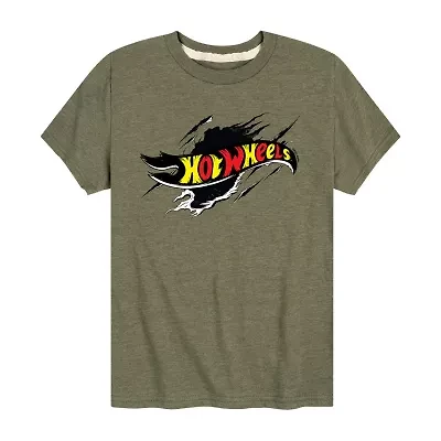 Little & Big Kid Boys Crew Neck Short Sleeve Regular Fit Hot Wheels Graphic T-Shirt