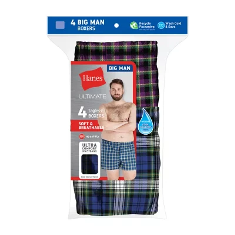 Hanes Mens Big and Tall 4 Pack Boxers 795bx4