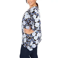 Larky Lark Plus Womens Keyhole Neck 3/4 Sleeve Tunic Top