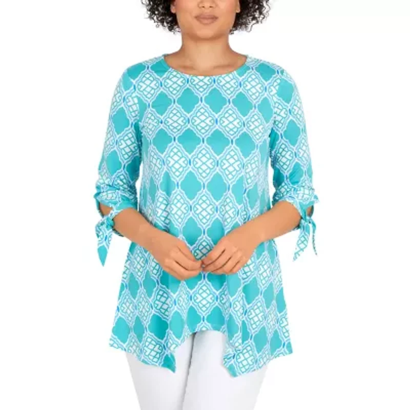 Larky Lark Womens Round Neck 3/4 Sleeve Stretch Fabric T-Shirt