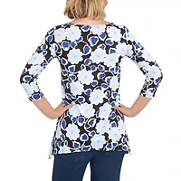 Larky Lark Womens Scoop Neck 3/4 Sleeve Stretch Fabric T-Shirt