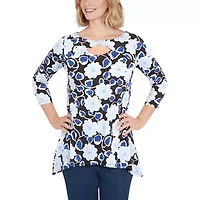 Larky Lark Womens Scoop Neck 3/4 Sleeve Stretch Fabric T-Shirt