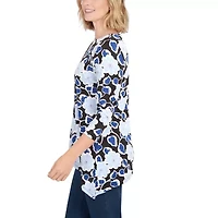 Larky Lark Womens Scoop Neck 3/4 Sleeve Stretch Fabric T-Shirt