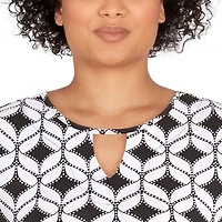 Larky Lark Womens Short Sleeve Geometric A-Line Dress