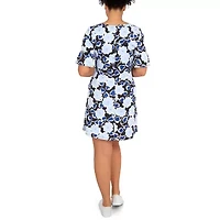 Larky Lark Womens Short Sleeve Floral A-Line Dress