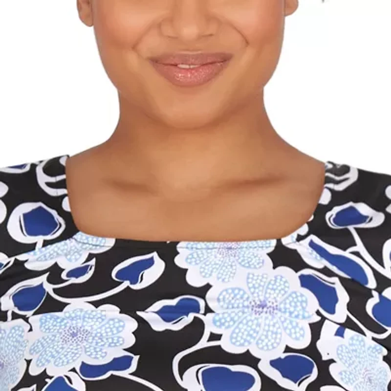 Larky Lark Womens Short Sleeve Floral A-Line Dress
