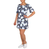 Larky Lark Womens Short Sleeve Floral A-Line Dress