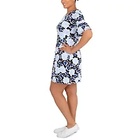 Larky Lark Womens Short Sleeve Floral A-Line Dress