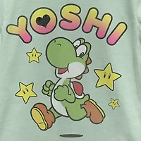 Yoshi Little & Big Kid Girls Crew Neck Short Sleeve Regular Fit Super Mario Graphic T-Shirt