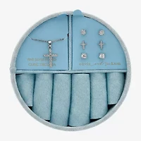 olivia and jackson Womens Cubic Zirconia Pure Silver Over Brass Cross 5-pc. Jewelry Set