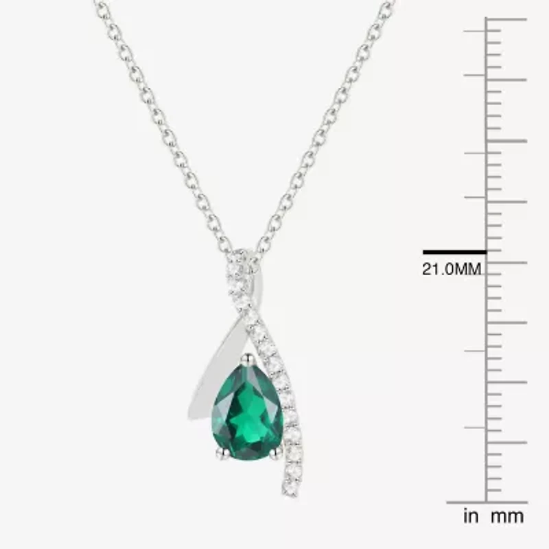 Womens Lab Created Gemstone Sterling Silver Pear 18 Inch Pendant Necklace
