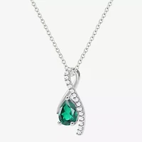 Womens Lab Created Gemstone Sterling Silver Pear 18 Inch Pendant Necklace