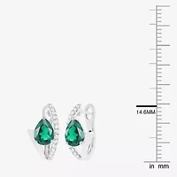 Womens Lab Created Gemstone Sterling Silver 14mm Pear Hoop Earrings