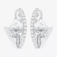Womens Lab Created Gemstone Sterling Silver 14mm Pear Hoop Earrings
