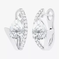 Womens Lab Created Gemstone Sterling Silver 14mm Pear Hoop Earrings