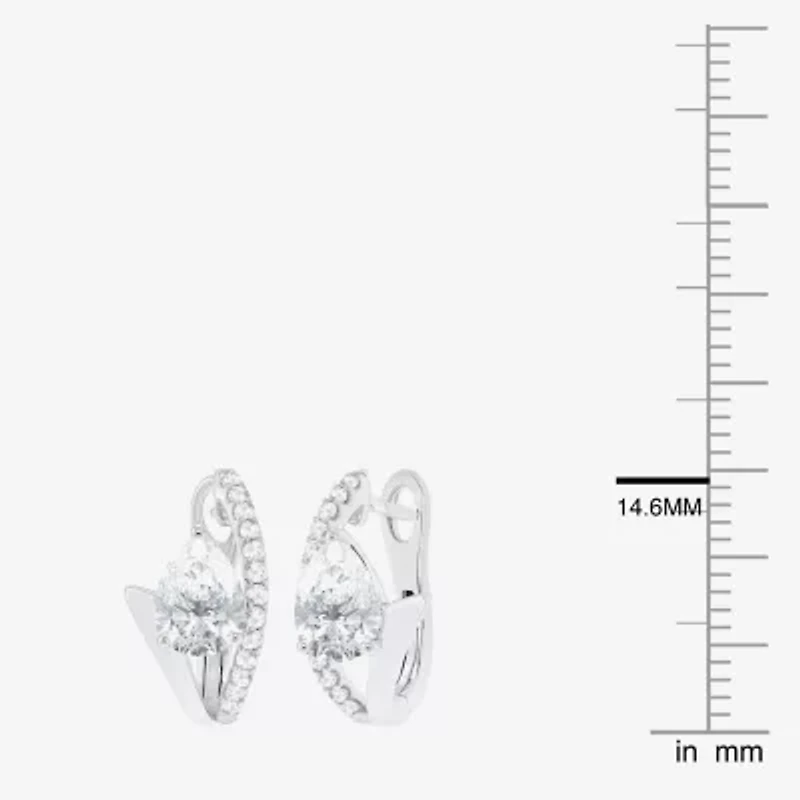 Womens Lab Created Gemstone Sterling Silver 14mm Pear Hoop Earrings