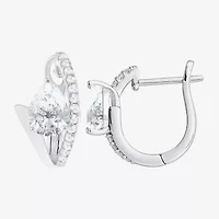 Womens Lab Created Gemstone Sterling Silver 14mm Pear Hoop Earrings