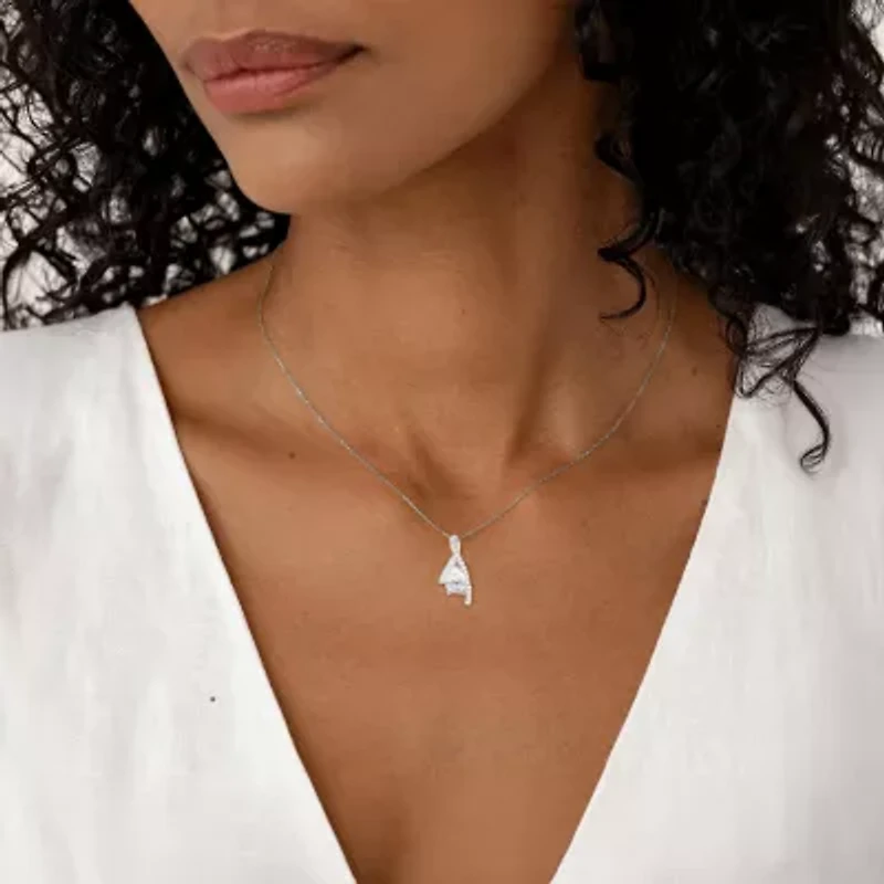 Womens Lab Created Gemstone Sterling Silver Pear 18 Inch Pendant Necklace