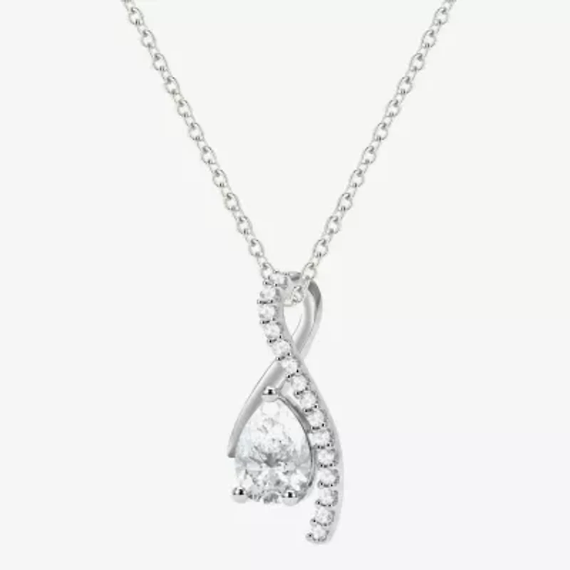 Womens Lab Created Gemstone Sterling Silver Pear 18 Inch Pendant Necklace