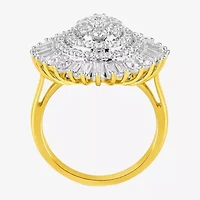 Womens CT. T.W. Lab Grown White Diamond 10K Gold Cluster Cocktail Ring