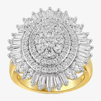 Womens CT. T.W. Lab Grown White Diamond 10K Gold Cluster Cocktail Ring