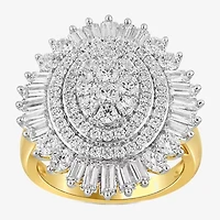 Womens CT. T.W. Lab Grown White Diamond 10K Gold Cluster Cocktail Ring