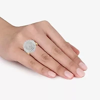 Womens CT. T.W. Lab Grown White Diamond 10K Gold Cluster Cocktail Ring