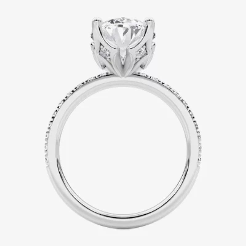 Grown Gorgeous (F / Vs2) Womens CT. T.W. Lab White Diamond 14K Gold Oval Side Stone Engagement Ring