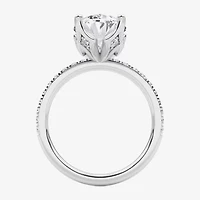 Grown Gorgeous (F / Vs2) Womens CT. T.W. Lab White Diamond 14K Gold Oval Side Stone Engagement Ring