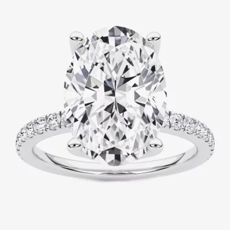 Grown Gorgeous (F / Vs2) Womens CT. T.W. Lab White Diamond 14K Gold Oval Side Stone Engagement Ring