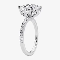Grown Gorgeous (F / Vs2) Womens CT. T.W. Lab White Diamond 14K Gold Oval Side Stone Engagement Ring