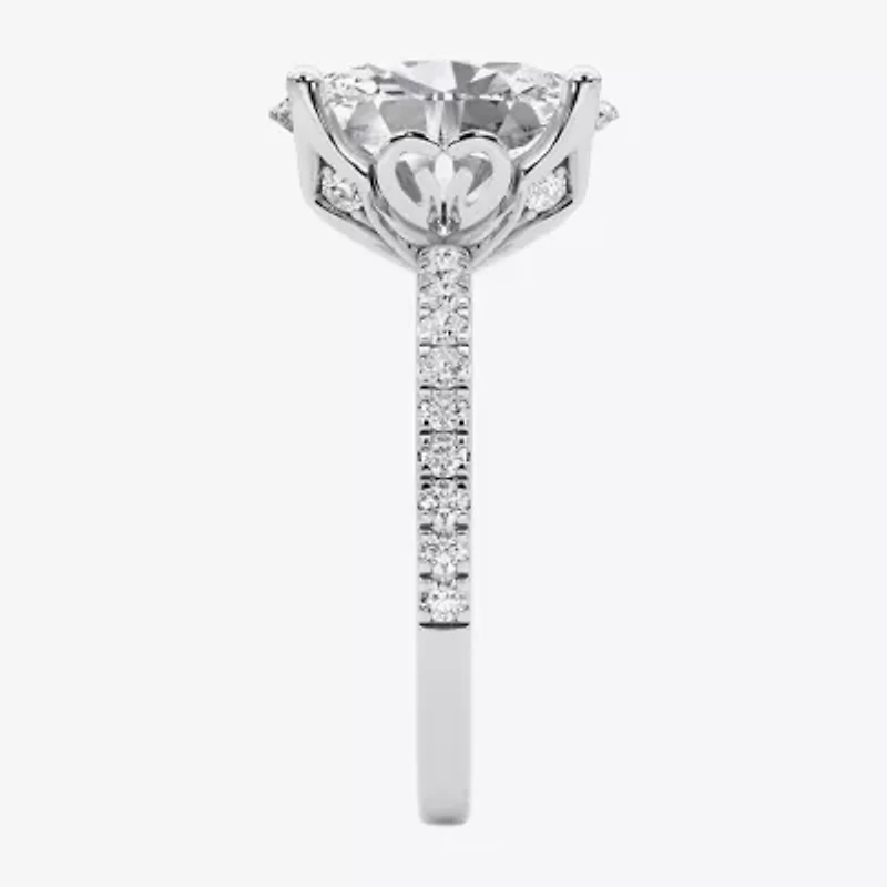 Grown Gorgeous (F / Vs2) Womens CT. T.W. Lab White Diamond 14K Gold Oval Side Stone Engagement Ring