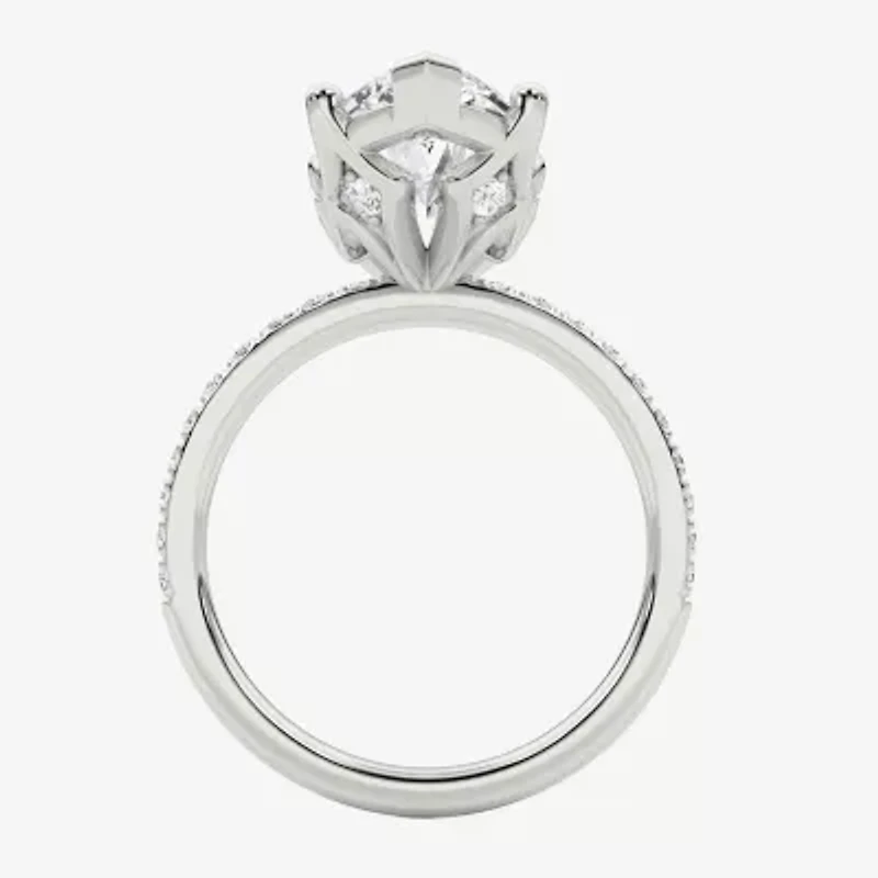 Grown Gorgeous (F / Vs2) Womens 4 / Ct. T.W. Lab White Diamond 14K Gold Marquise Side Stone Engagement Ring