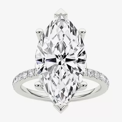 Grown Gorgeous (F / Vs2) Womens 4 / Ct. T.W. Lab White Diamond 14K Gold Marquise Side Stone Engagement Ring
