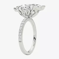 Grown Gorgeous (F / Vs2) Womens 4 / Ct. T.W. Lab White Diamond 14K Gold Marquise Side Stone Engagement Ring
