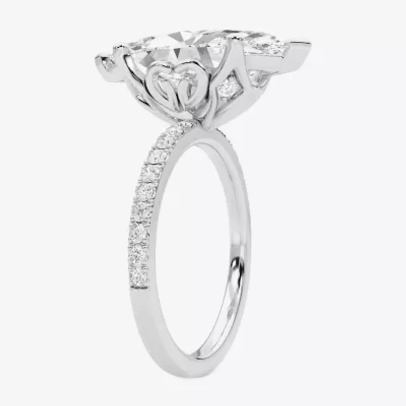 Grown Gorgeous (F / Vs2) Womens / Ct. T.W. Lab White Diamond 14K Gold Marquise Side Stone Engagement Ring