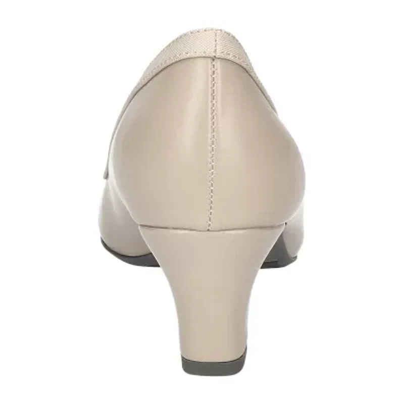 Easy Street Kata Womens Round Closed Toe Kitten Heel Pumps