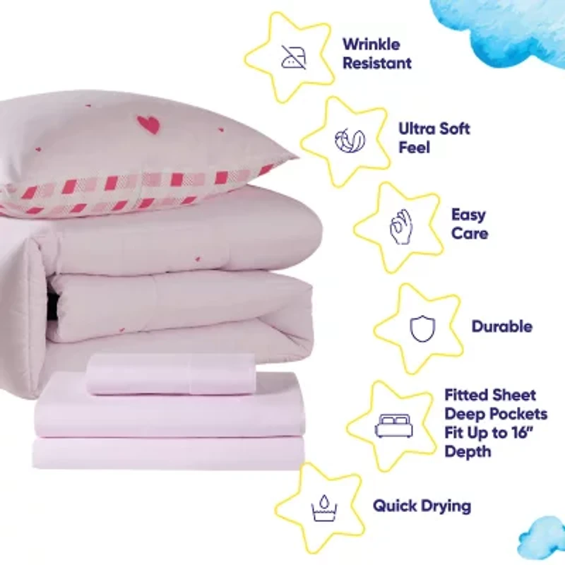 Sweet Home Collection Hearts Cozy Kids Bedding Set Down Alternative Comforter Set