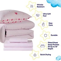 Sweet Home Collection Hearts Cozy Kids Bedding Set Down Alternative Comforter Set