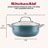 KitchenAid Color-Finished Stainless Steel 3-Ply Base  4-qt. Dutch Oven