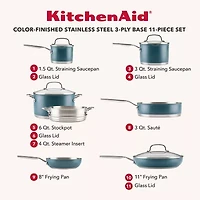 KitchenAid Stainless Steel 3-Ply 11-pc. Cookware Set