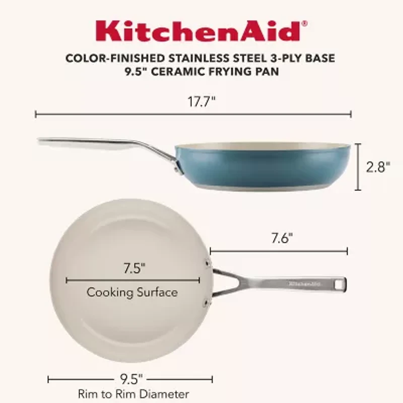 KitchenAid Color-Finished Stainless Steel Agave 3-Ply Base Stainless Steel Frying Pan