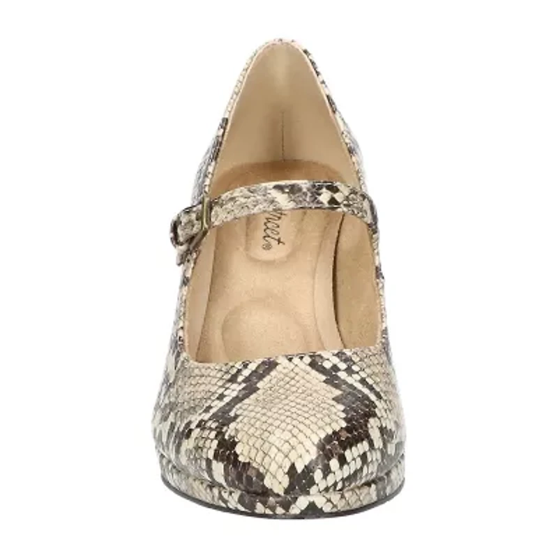 Easy Street Zest Womens Round Closed Toe Sculptural Heel Pumps