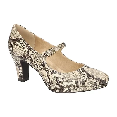 Easy Street Zest Womens Round Closed Toe Sculptural Heel Pumps