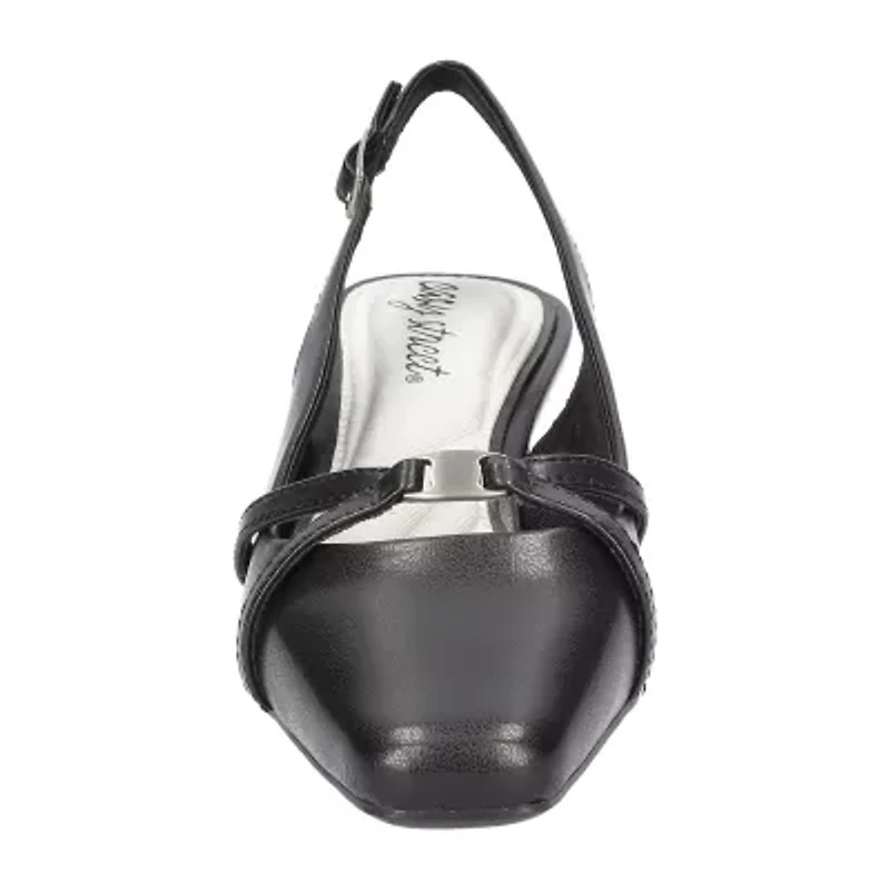 Easy Street Ridley Womens Square Closed Toe Sculptural Heel Pumps