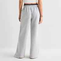 Arizona Womens Wide Leg Mid Rise Fleece Sweatpant