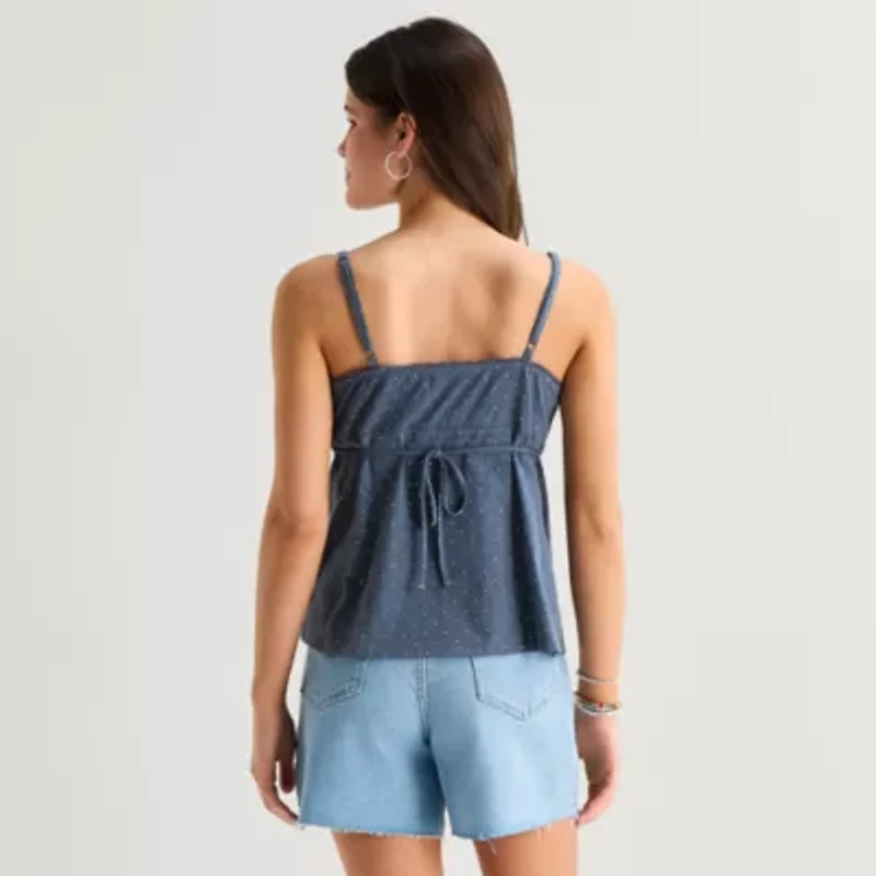 Arizona Womens Juniors Sleeveless Babydoll Top